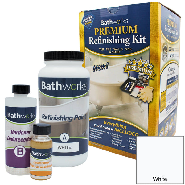 Bathworks DIY Bathtub and Tile Refinishing Kit, White 20 oz canister