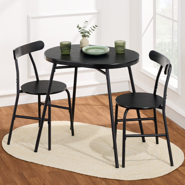 Best Choice Products 3 Piece Modern Oval Dining Table Set, Small Kitchen Dinette W/2 Chairs Black/Black