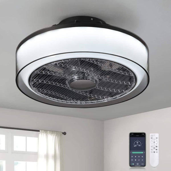 Antoine HD-FSD 68 16 in. Modern Dimmable Integrated LED Indoor Smoky Gray Smart Enclosed Ceiling Fan with Remote